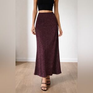 Metallic Plum Maxi Skirt — Sleek Evening Style